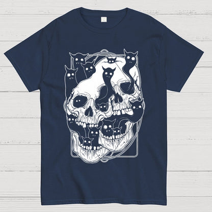 Cat Ghost Double Skull Unisex Geek T-Shirt