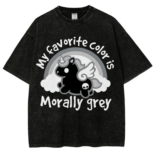 Morally grey unicorn Vintage Distressed T-shirt