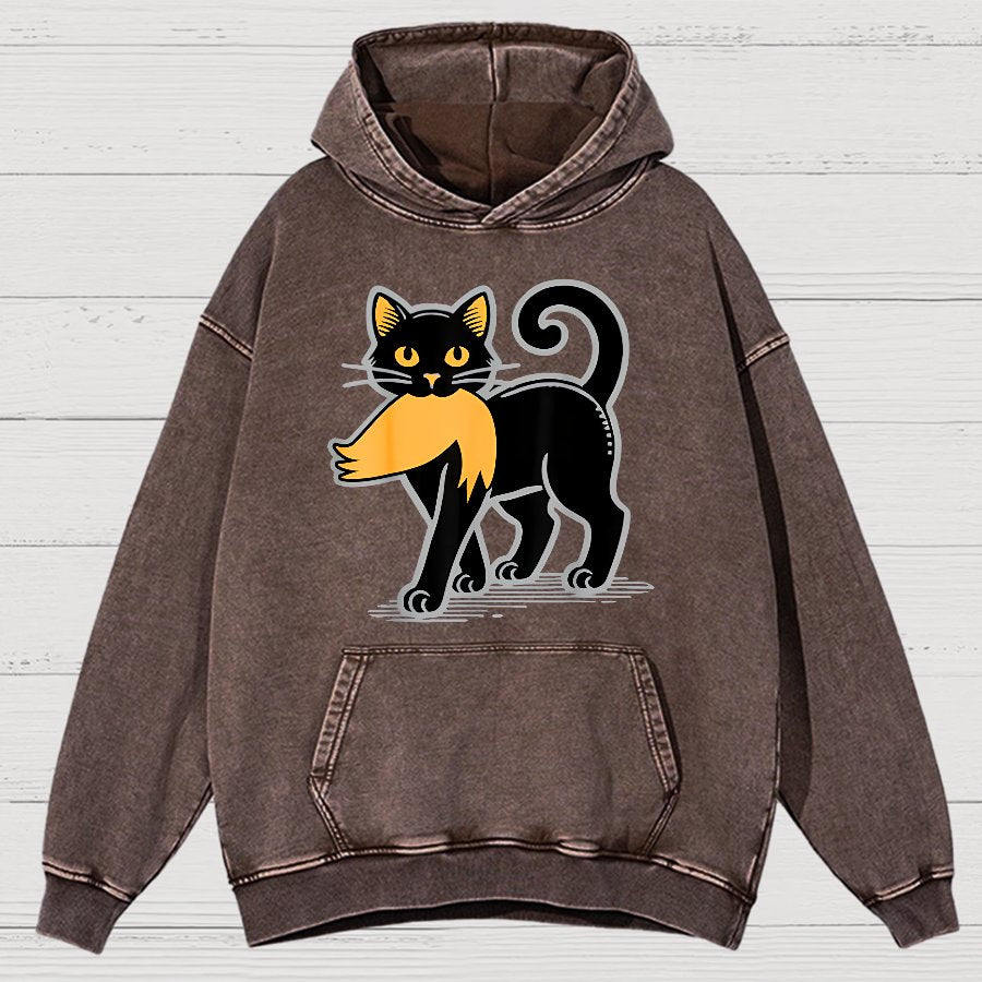 Black Cat Satire Vintage Distressed Hoodie