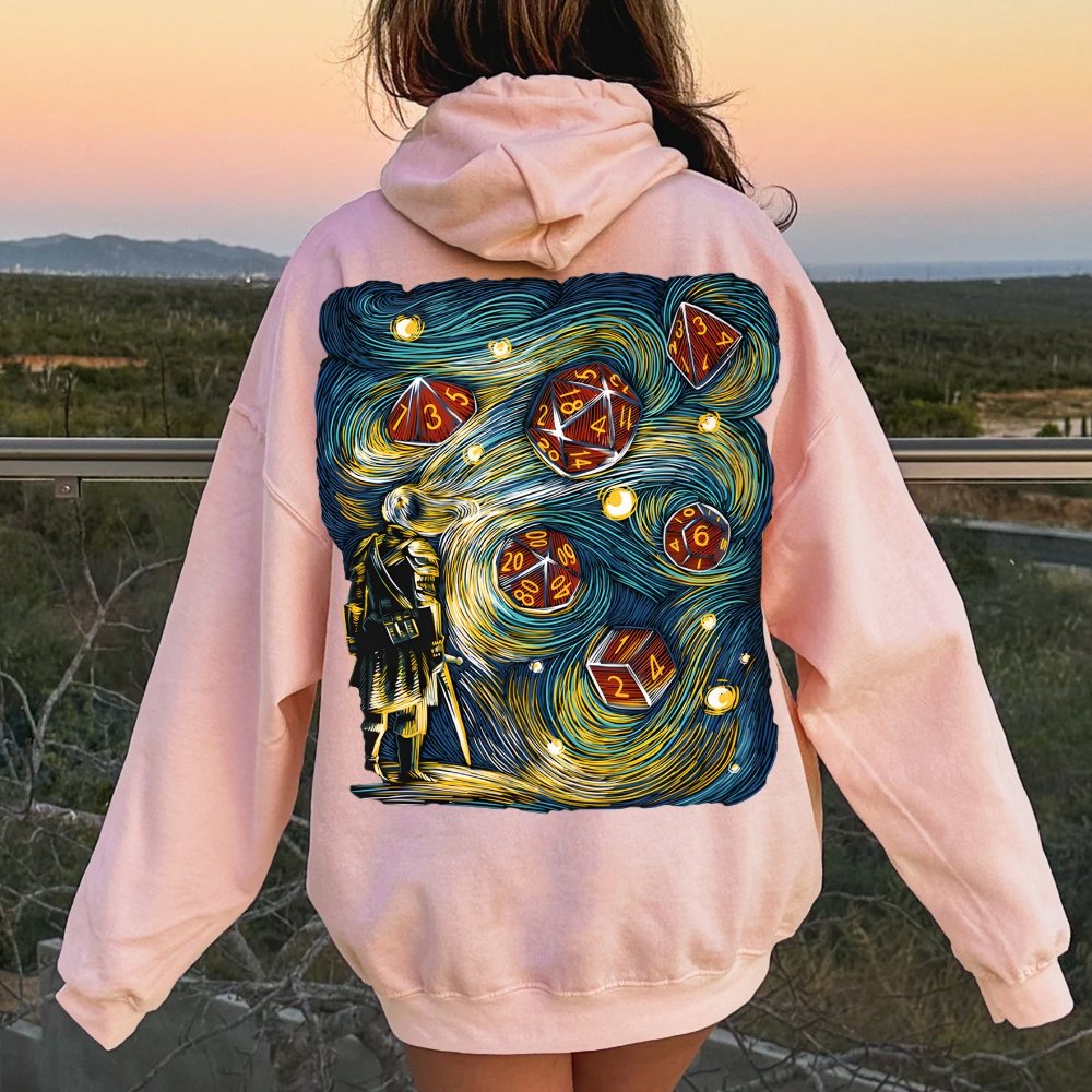 Starry Dice Printed Back Cotton Hoodie