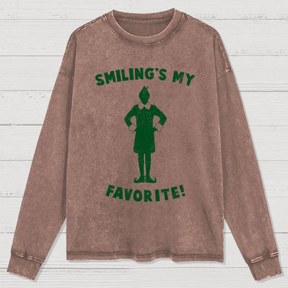Smiling's My Favorite Washed Long Sleeve Tee