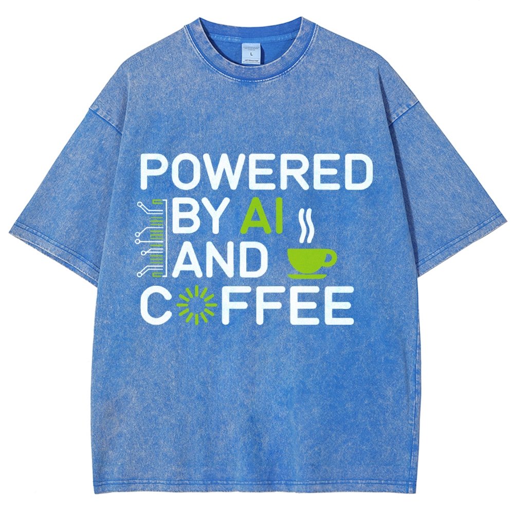 Powered By AI And Coffee Vintage Distressed T-shirt