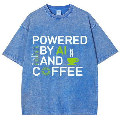 Powered By AI And Coffee Vintage Distressed T-shirt