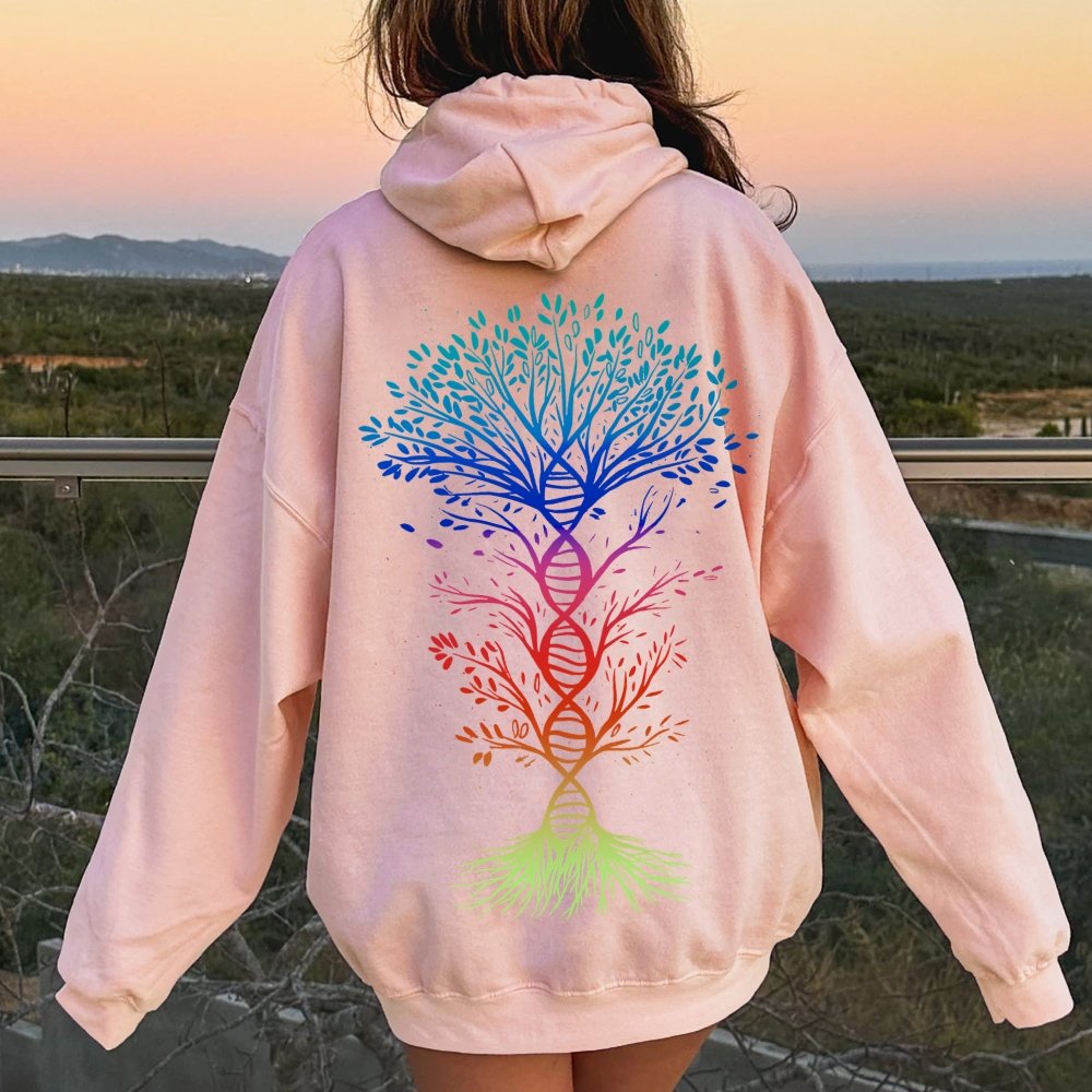 DNA Tree Of Life Science Printed Back Unisex Cotton Hoodie