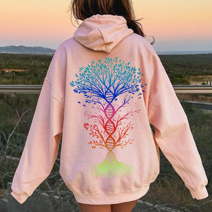 DNA Tree Of Life Science Printed Back Unisex Cotton Hoodie