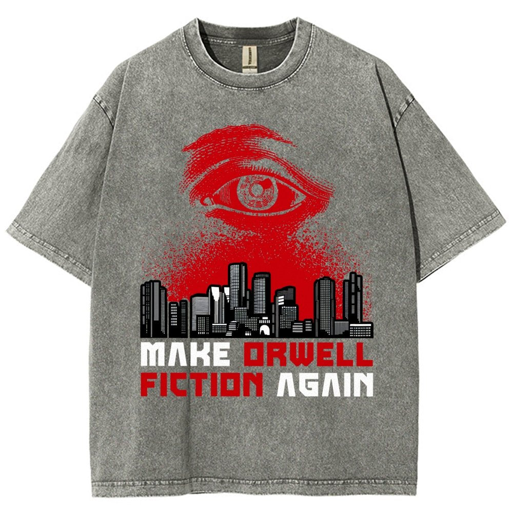 Damen Make Orwell Fiction Again Vintage Distressed T-shirt