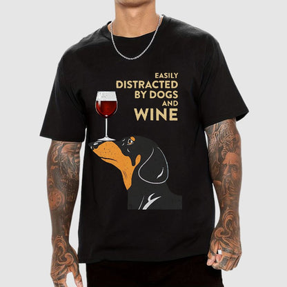 Easily Distracted By Dogs And Wine Geeky T-Shirt