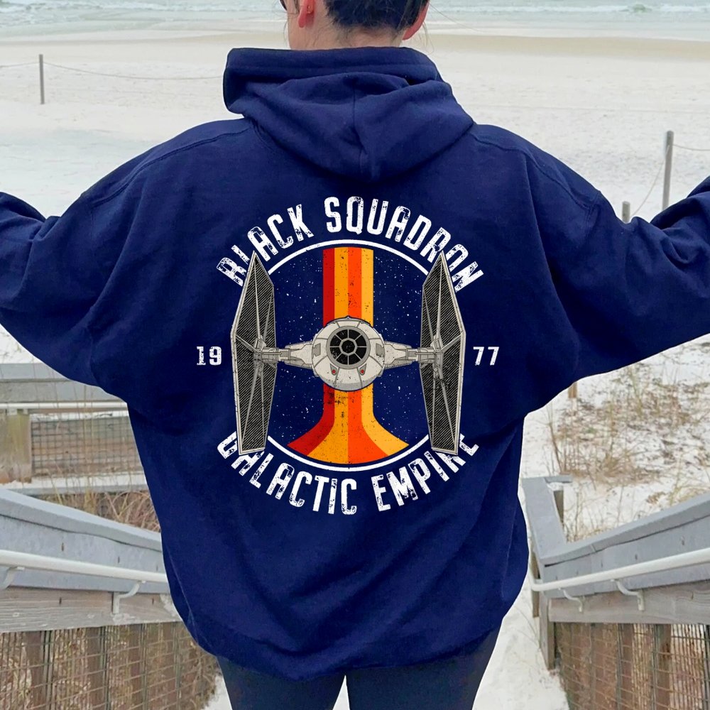 Vintage Squadron Printed Back Unisex Cotton Hoodie