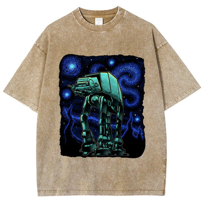 Armored Tank Starry Night Vintage Distressed T-shirt