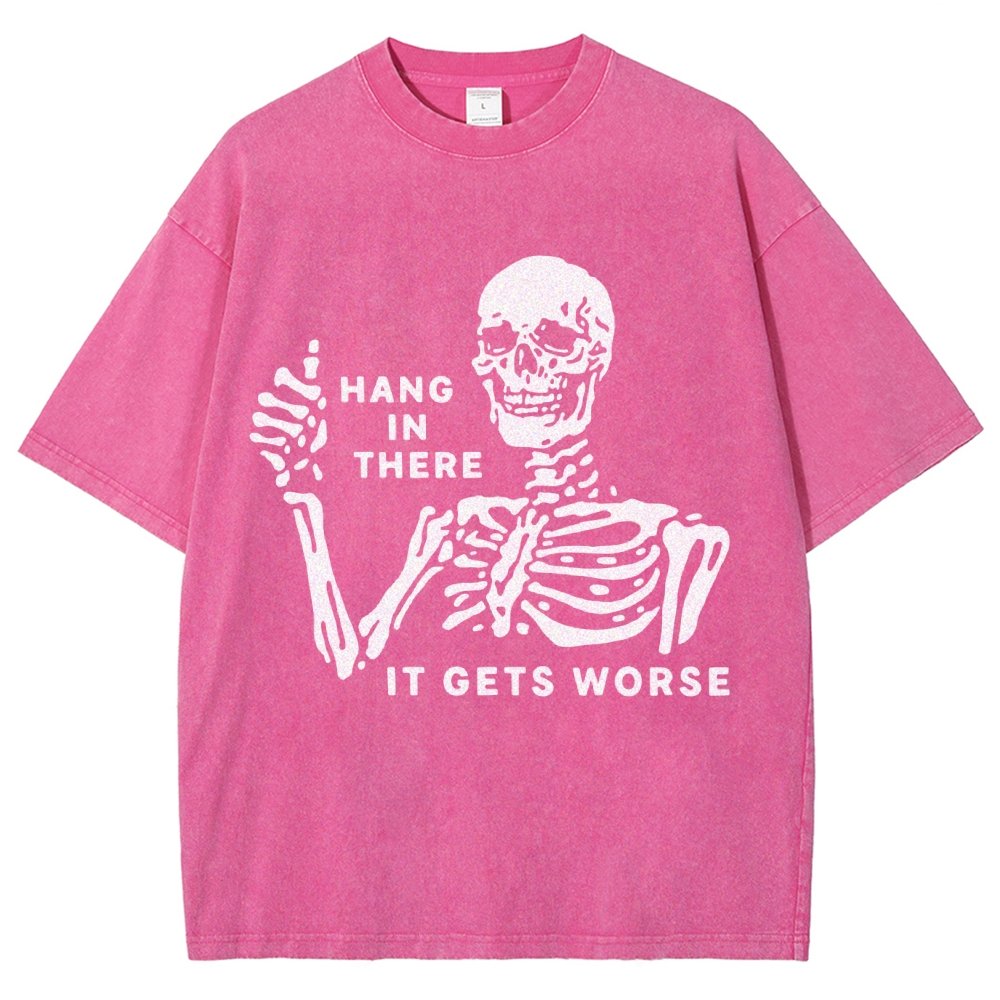 Hang In There Skeleton Vintage Distressed T-shirt