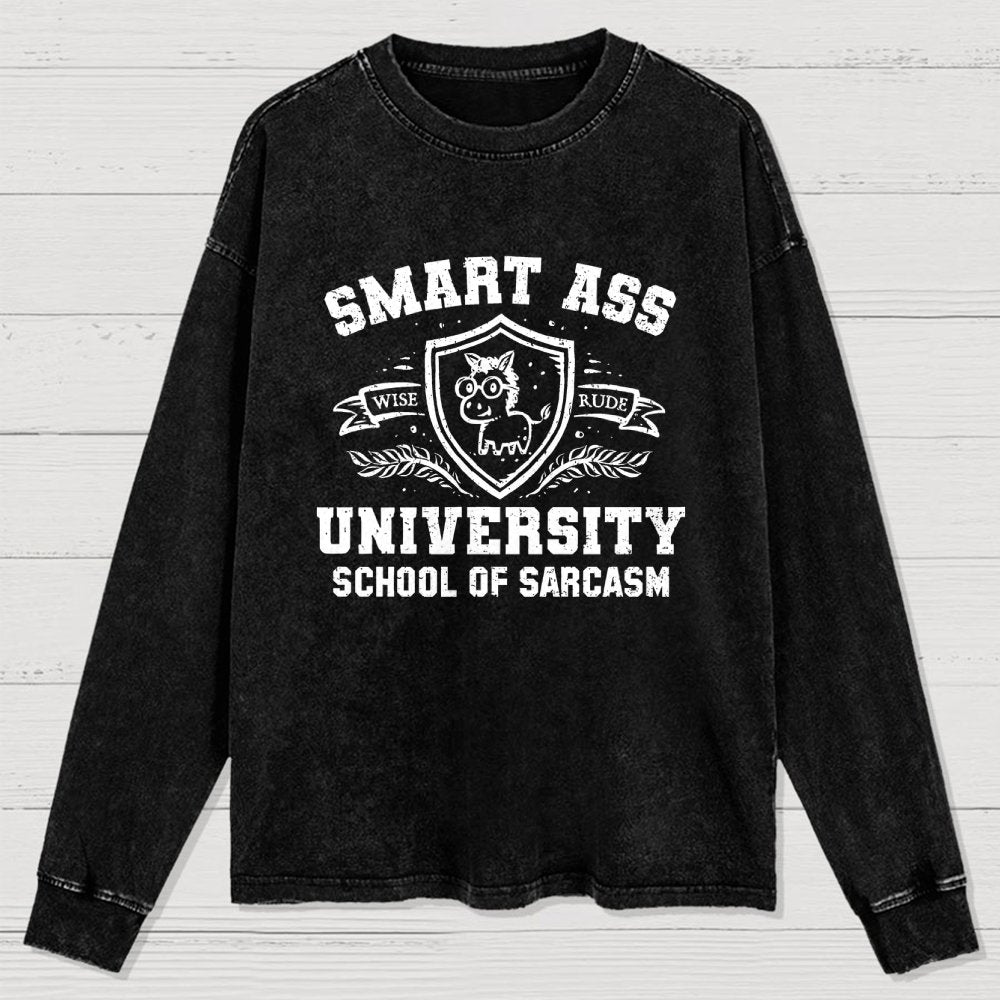 Smart Ass University Washed Long Sleeve Tee