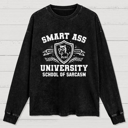 Smart Ass University Washed Long Sleeve Tee