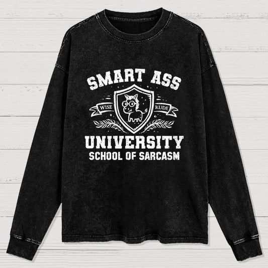 Smart Ass University Washed Long Sleeve Tee