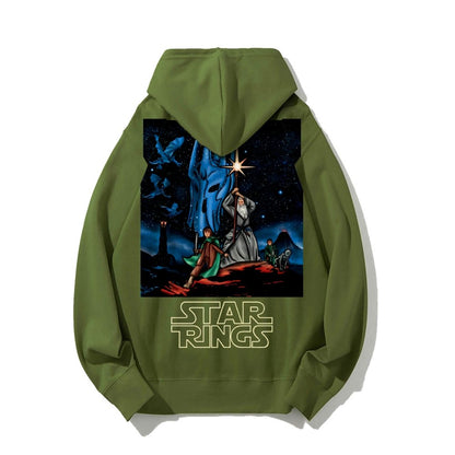 Star Rings Printed Back Cotton Hoodie