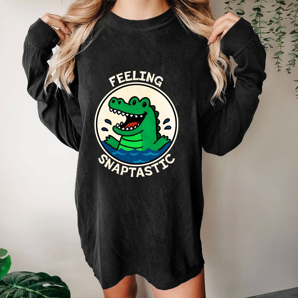 Feeling Snaptastic Washed Long Sleeve Tee