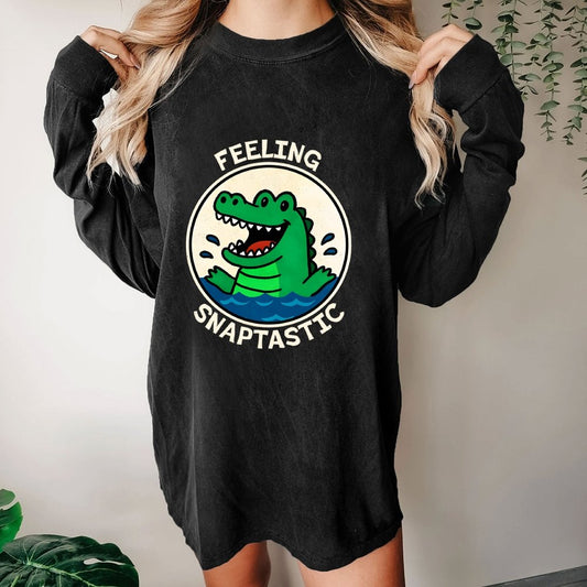 Feeling Snaptastic Washed Long Sleeve Tee
