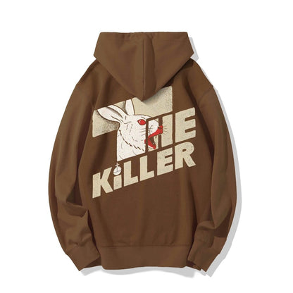 Mysterious Rabbit Printed Back Unisex Cotton Hoodie
