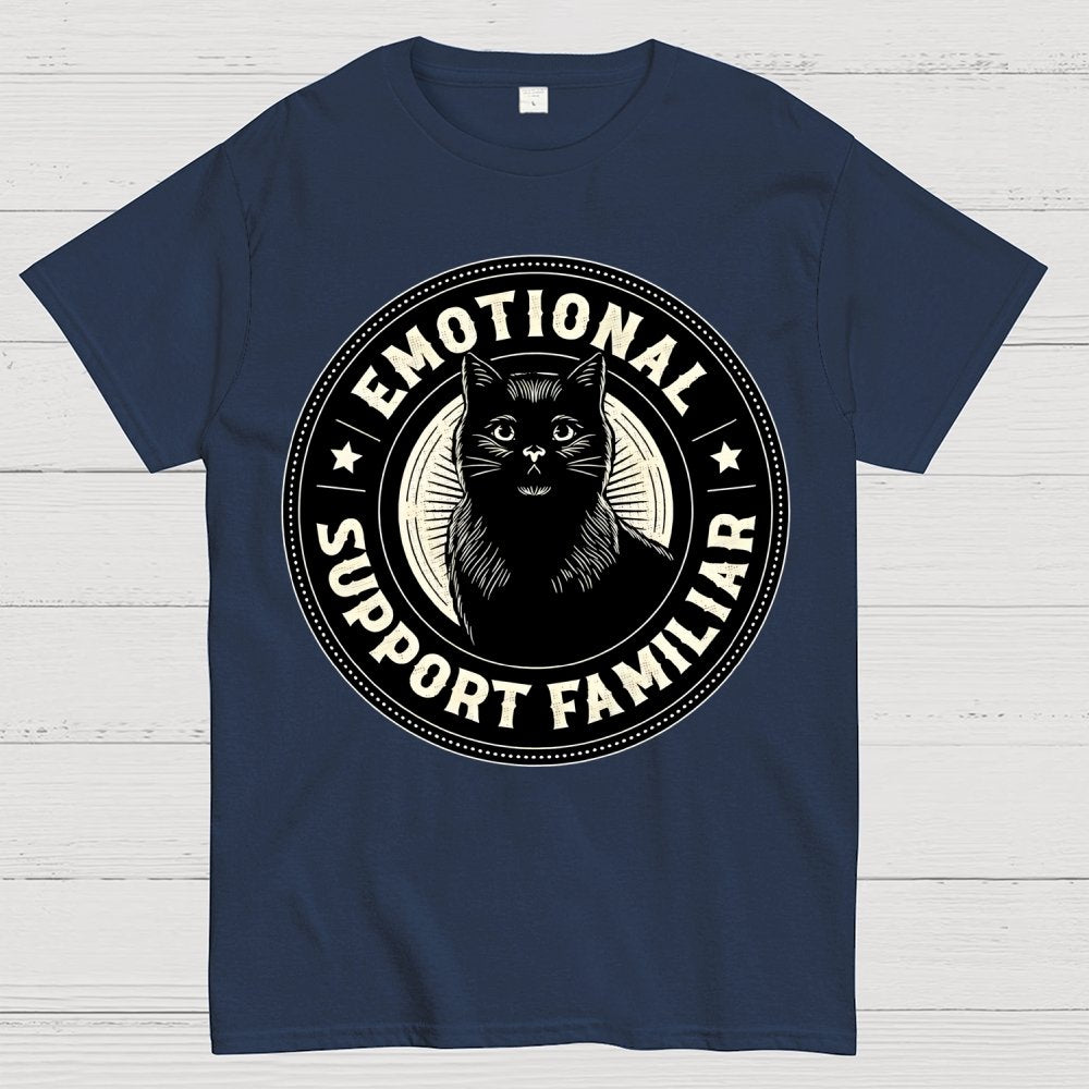 Emotional Support Familiar Black Cat Geek T-Shirt