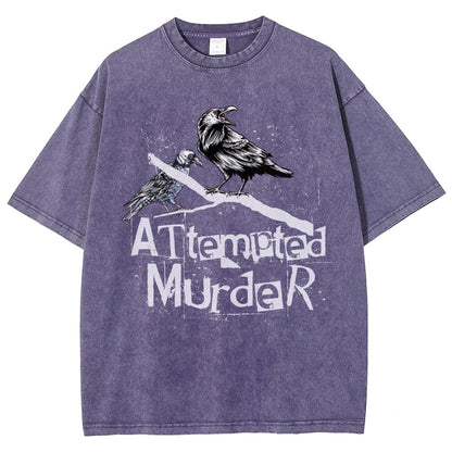 Attempted Murder Crows Vintage Distressed T-shirt
