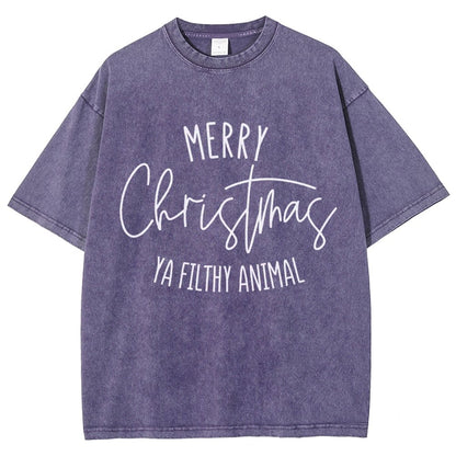 Merry Christmas Ya Filthy Animal Vintage Distressed T-shirt