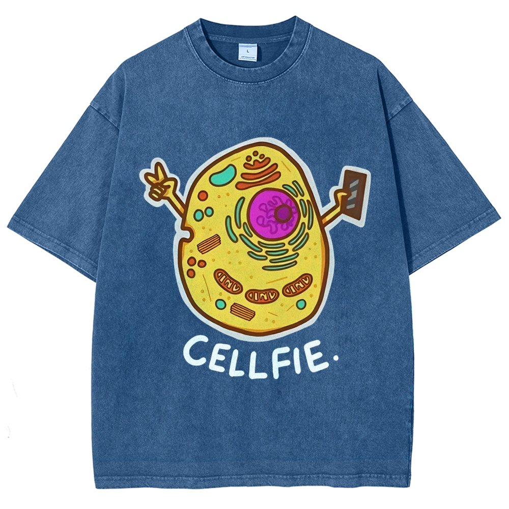 Biology pun Cell-Fie Vintage Distressed T-shirt