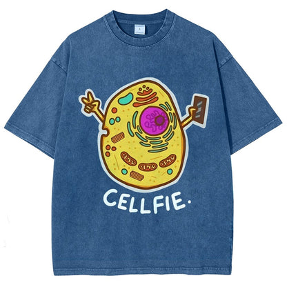 Biology pun Cell-Fie Vintage Distressed T-shirt