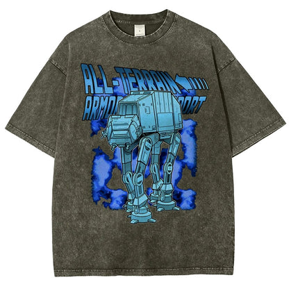 Mega Terrain Mecha Transport Vintage Distressed T-shirt