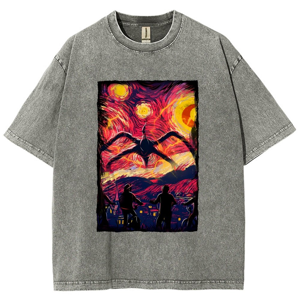 Monster In Starry Night Vintage Distressed T-shirt