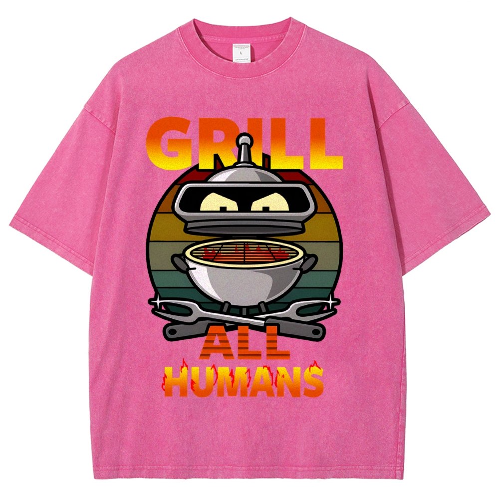 Grill All Humans Vintage Distressed T-shirt