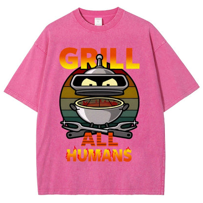 Grill All Humans Vintage Distressed T-shirt