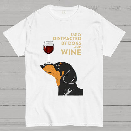 Easily Distracted By Dogs And Wine Geeky T-Shirt