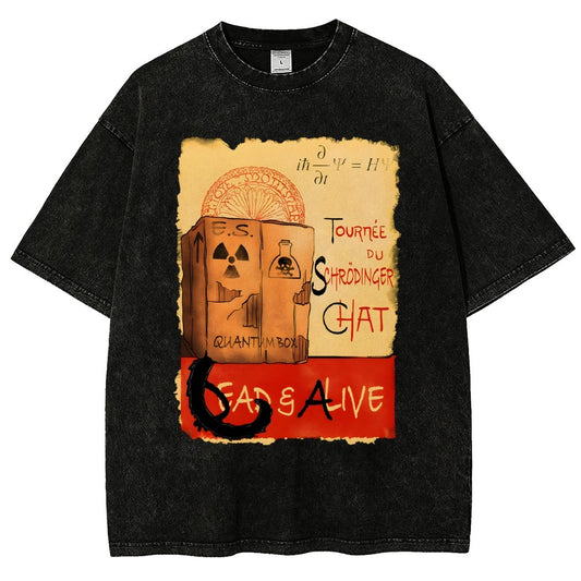 Tournee Du Schrodinger Chat Vintage Distressed T-shirt