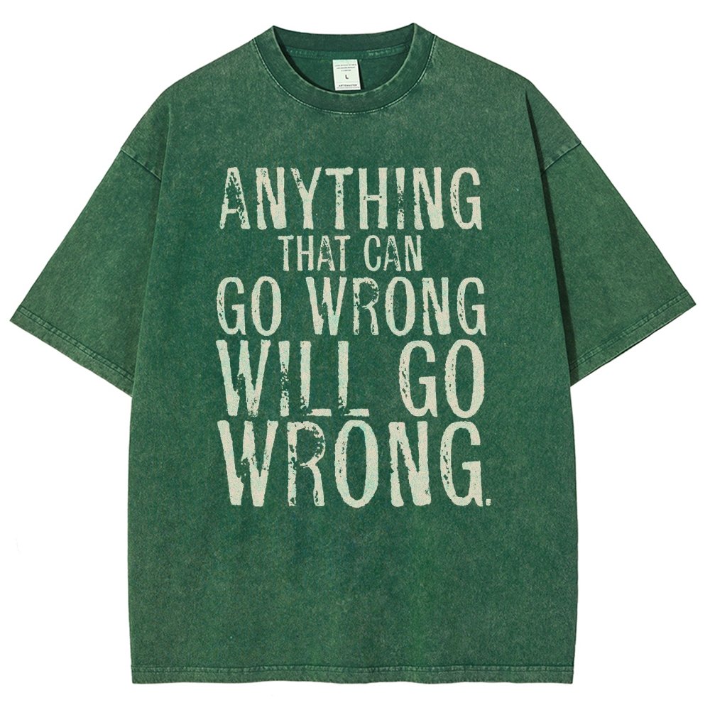 Anyting That Can Go Wrong Will Go Wrong Science Murphy's Law Print Vintage Distressed T-shirt