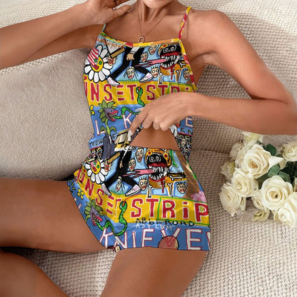 Vintage Graffiti2 Women's Geek Suspender Cami Set