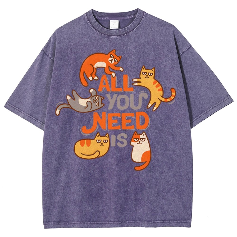 All You Need Is Cat Vintage Distressed T-shirt