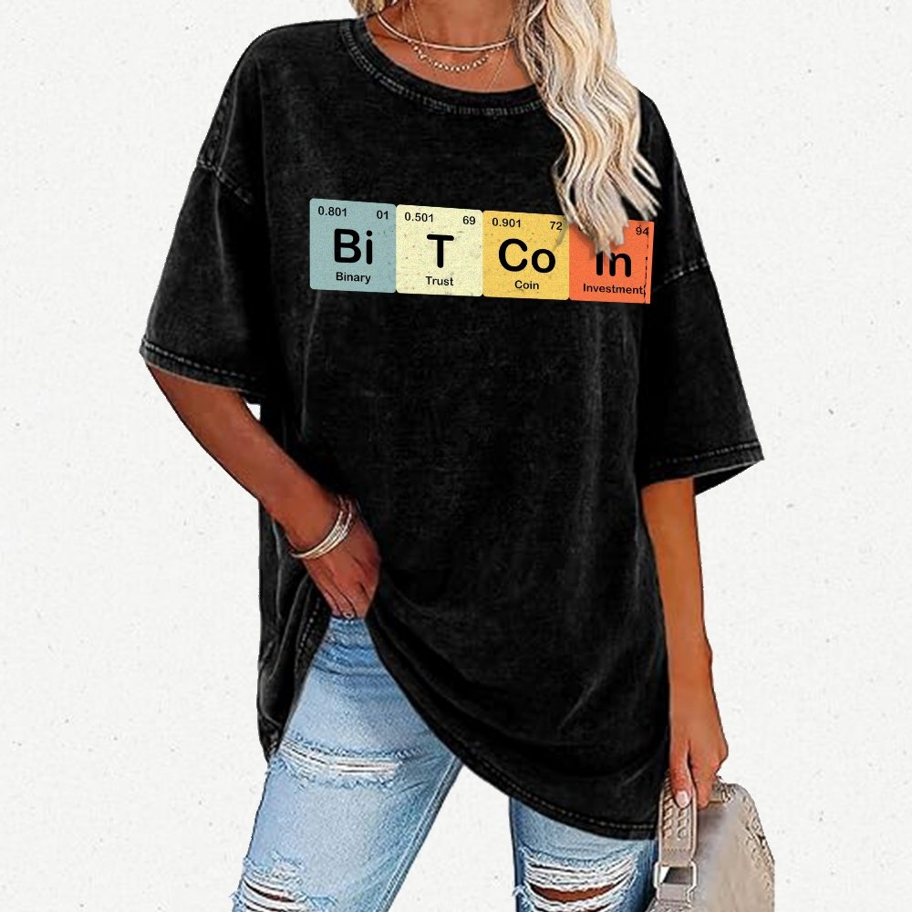 Bitcoin Periodic Table Cryptocurrency BTC Funny Vintage Vintage Distressed T-shirt