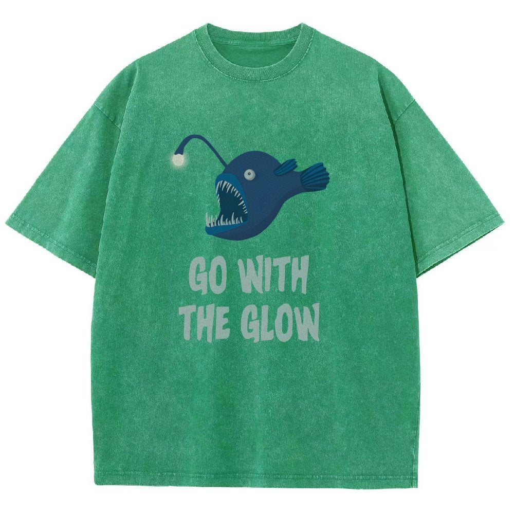 Go With The Glow Anglerfish Pun Vintage Distressed T-shirt