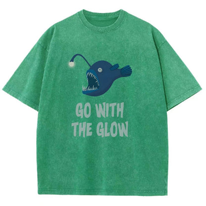 Go With The Glow Anglerfish Pun Vintage Distressed T-shirt