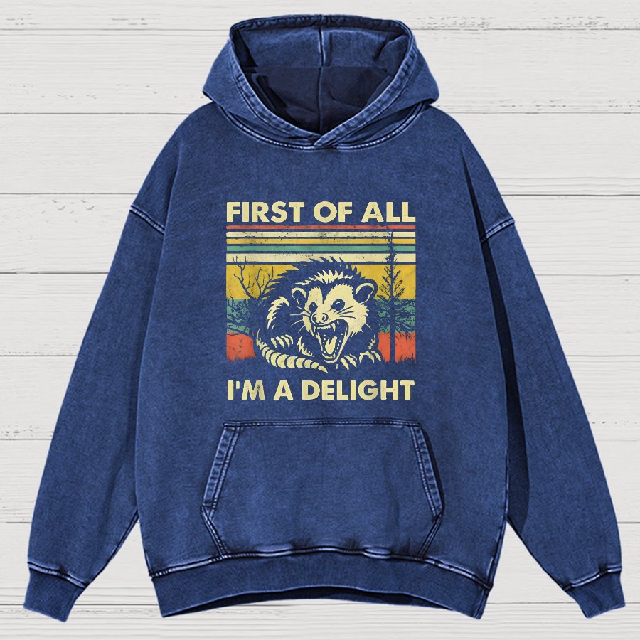 First Of All I'm A Delight Sarcastic Vintage Distressed Hoodie