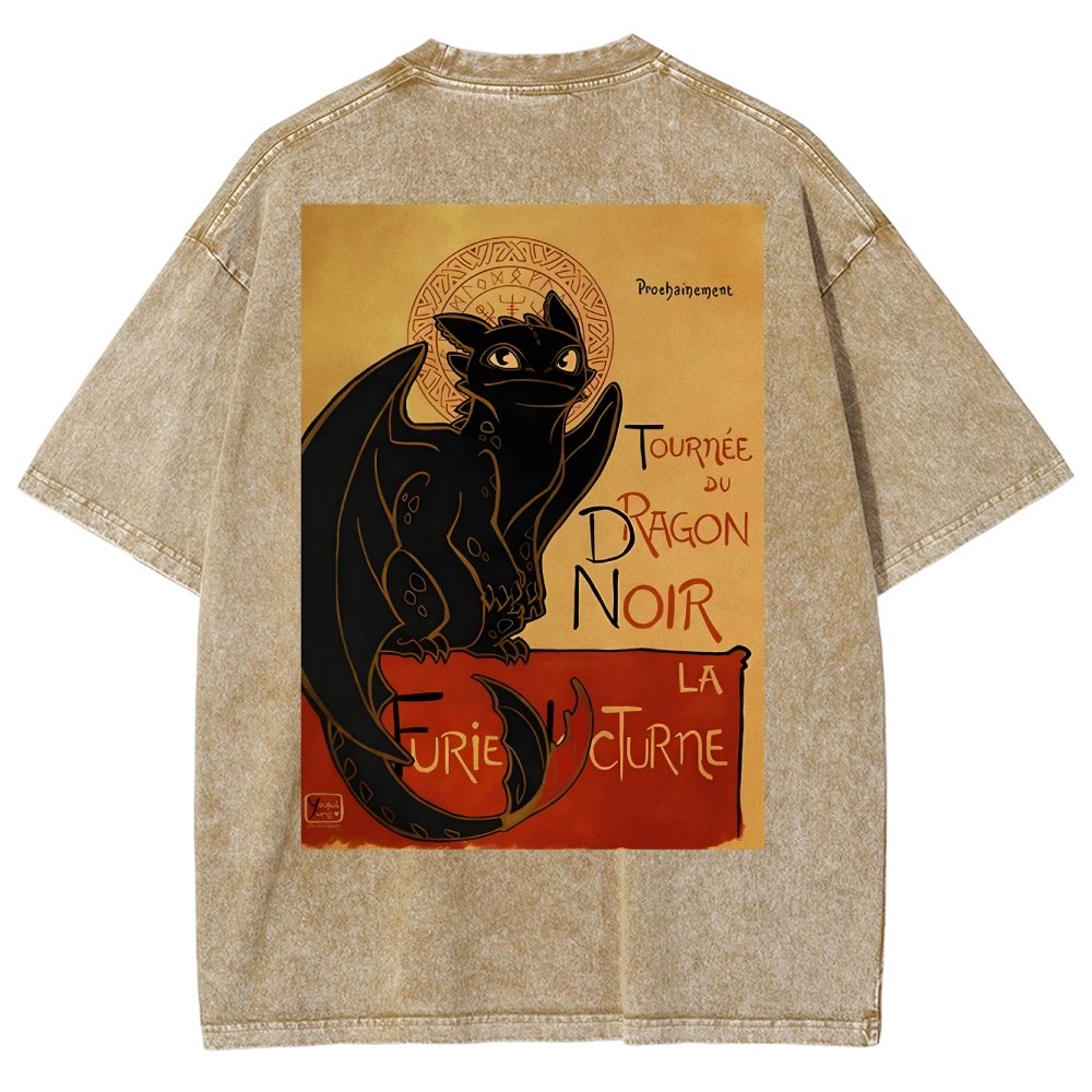 Le Dragon Noir Back Washed T-Shirt
