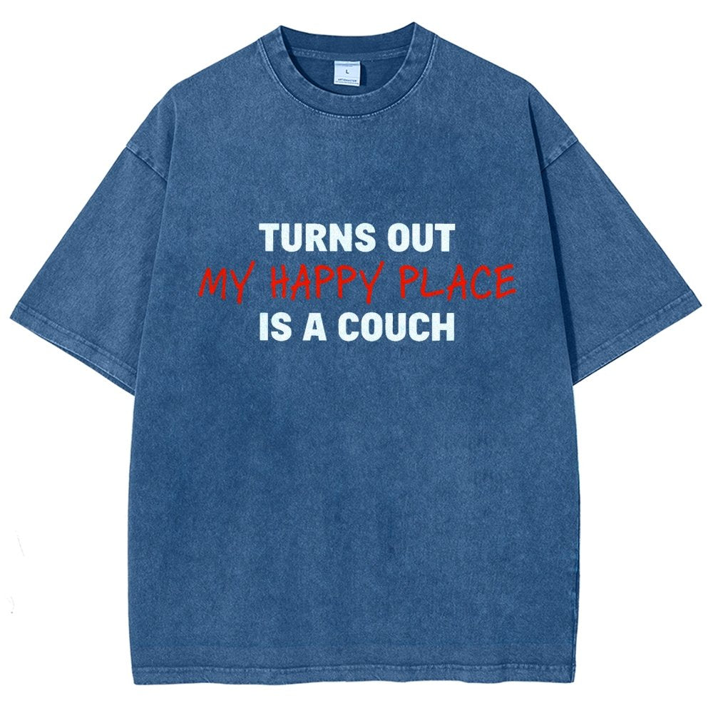 My Happy Place Is A Couch Vintage Distressed T-shirt