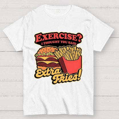 Burger Fries Exercise Geek T-Shirt