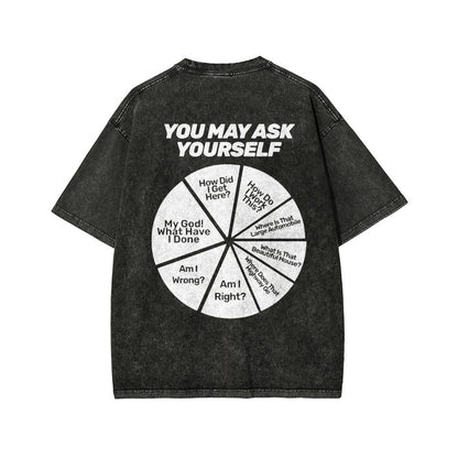 Techno Apocalypse Front And Back Printing Washed T-shirt