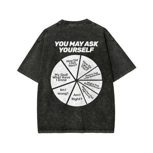 Techno Apocalypse Front And Back Printing Washed T-shirt