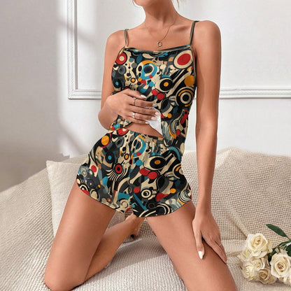 Abstract Art Women's Geek Suspender Cami Set