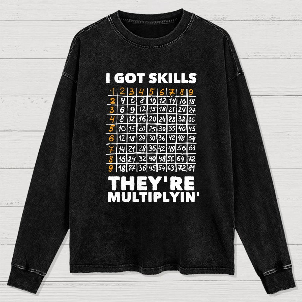 Math Got Skills Multiplying Washed Long Sleeve Tee