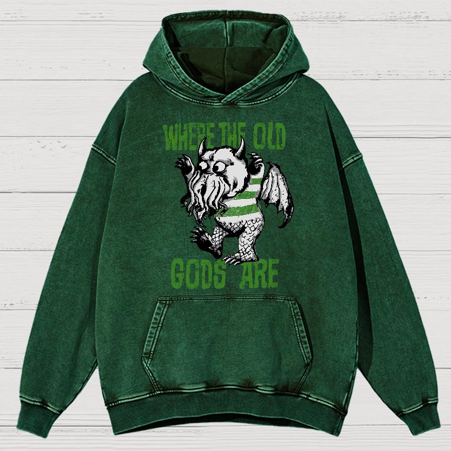 Where The Old Gods Are Vintage Distressed Hoodie