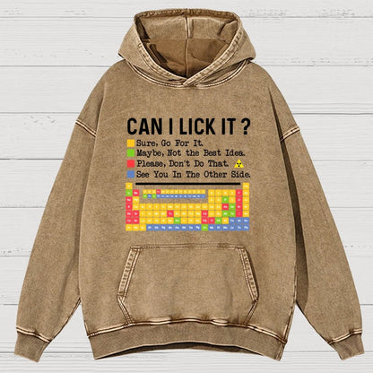 Can I Lick It Question Mark Periodic Table Of Elements Science Vintage Distressed Hoodie