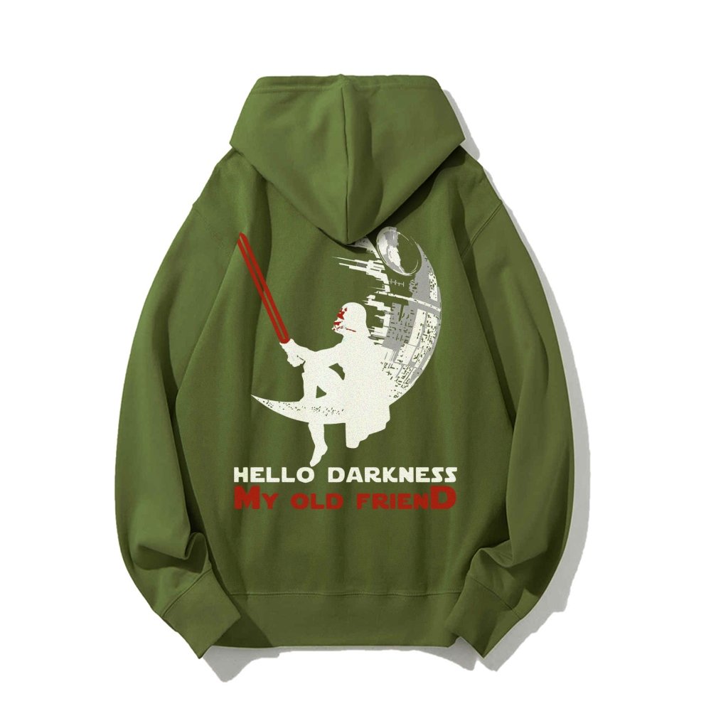 Hello Darkness My Old Friend Printed Back Unisex Cotton Hoodie