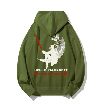 Hello Darkness My Old Friend Printed Back Unisex Cotton Hoodie